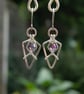 Hammered Sterling Silver Arrowhead Earrings with Dark Purple Faceted Glass Beads - Image 5