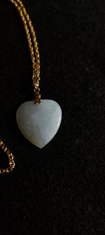 Classic Icy White hue White Heart Jade Pendant, Minimalist, Xmas, Birthday 