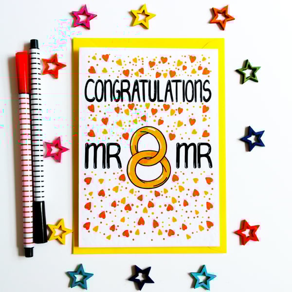 Gay Wedding Card, Congratulations Mr and Mr Wedding Card 