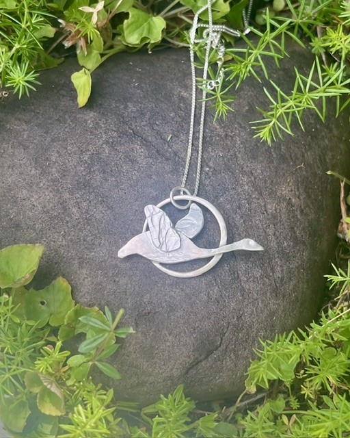 Handmade Solid Sterling Silver 925 Wild Goose Pendant Necklace & Chain