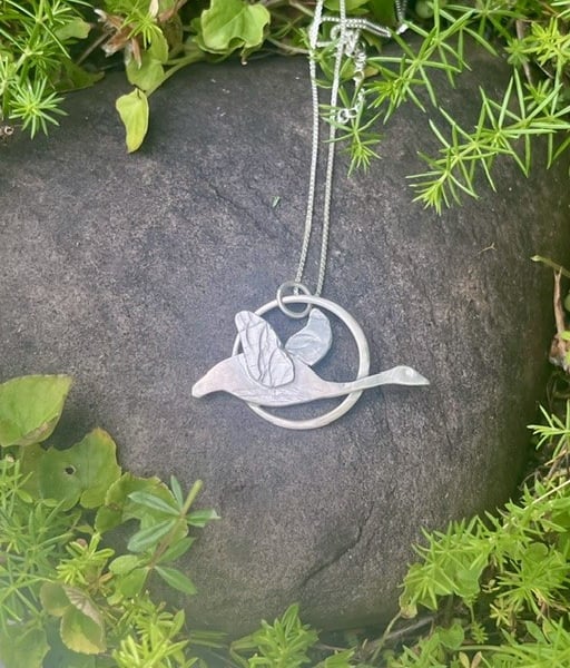 Handmade Solid Sterling Silver 925 Wild Goose Pendant Necklace & Chain