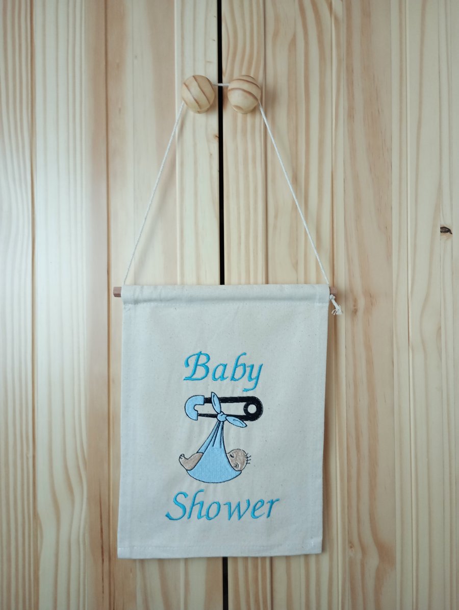 Baby Shower Flag - Machine embroidered baby shower flag