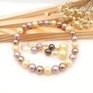 Earrings & Bracelet Set - Neapolitan Pastel Crystal Pearl Gift Set 