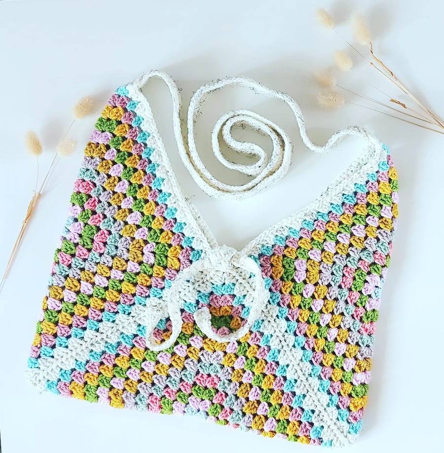 Crochet boho style bag - granny squares (2 designs to choose from)