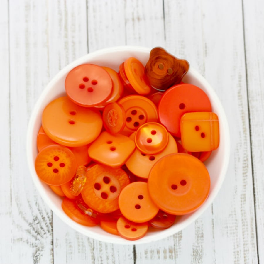 Orange Button Mix, Pack of 50 Buttons