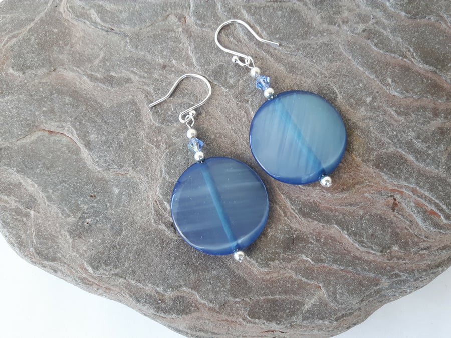 Blue Shell Dangle Earrings 