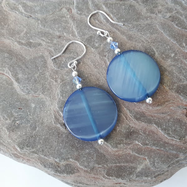 Blue Shell Dangle Earrings 