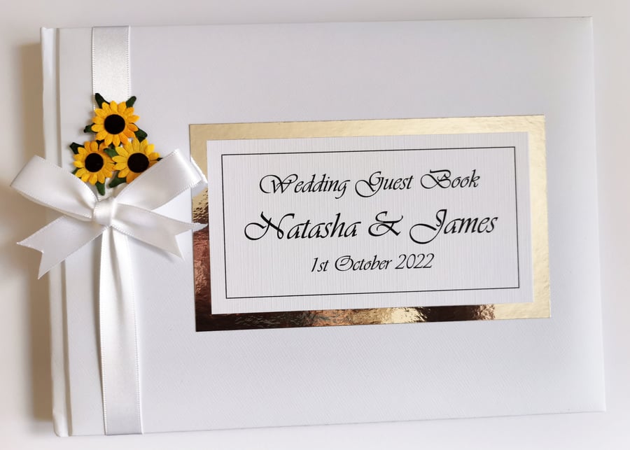 Wedding guest book with sunflowers, sunflowers guest book, wedding gift