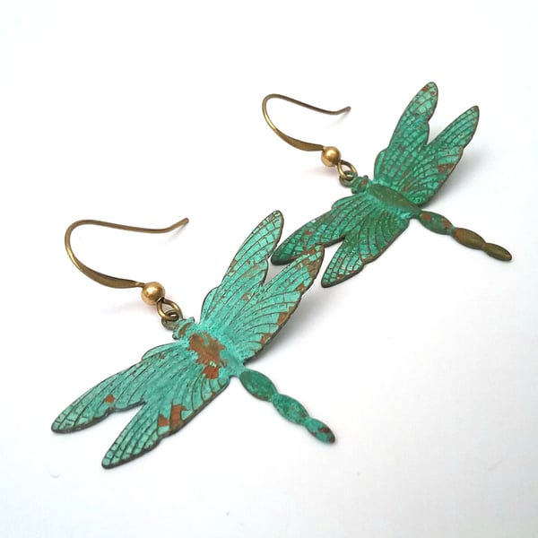 Verdigris Dragonfly Earrings 