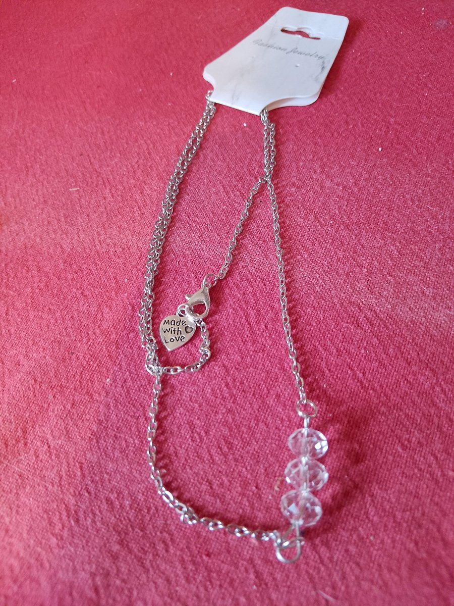 Handmade silver plated necklace with crystal beads.