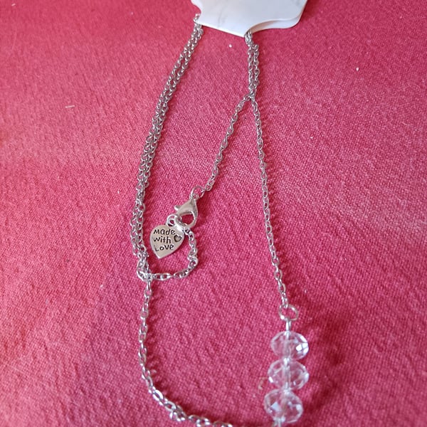 Handmade silver plated necklace with crystal beads.