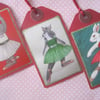 Christmas Gift Tag Bunny Rabbit Dancers