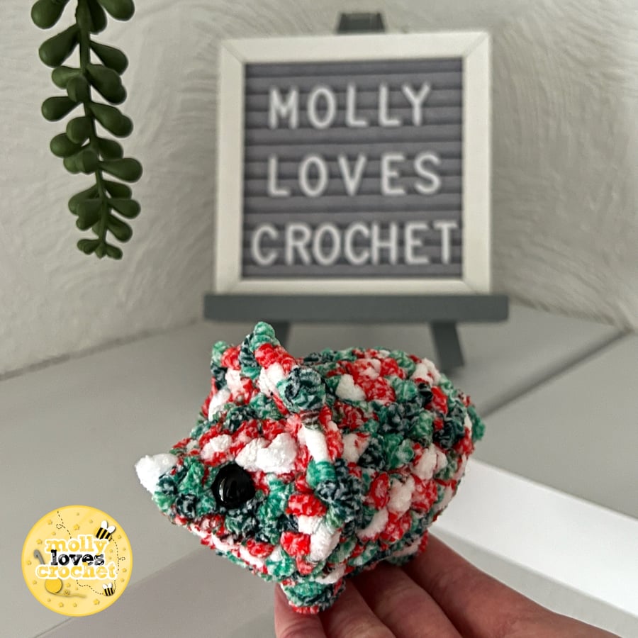 Mini Crochet Triceratops Plushie CHRISTMAS