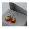Handmade Fused Dichroic Glass Earrings 077 Red Gold Mini