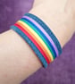Upcycled Denim Rainbow LGBT Pride Wristband Cuff Bracelet - Free Postage - Image 4