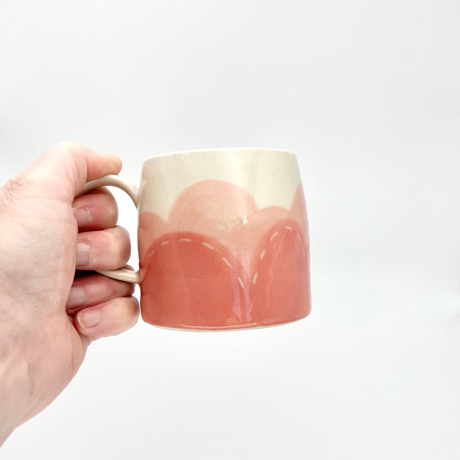 Handmade Mug Tea Coffee Pink Clouds Birthday Thank You Pottery Gift