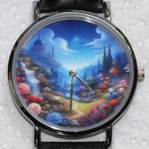 Fantasy Landscape Dial Art Quartz Wristwatch