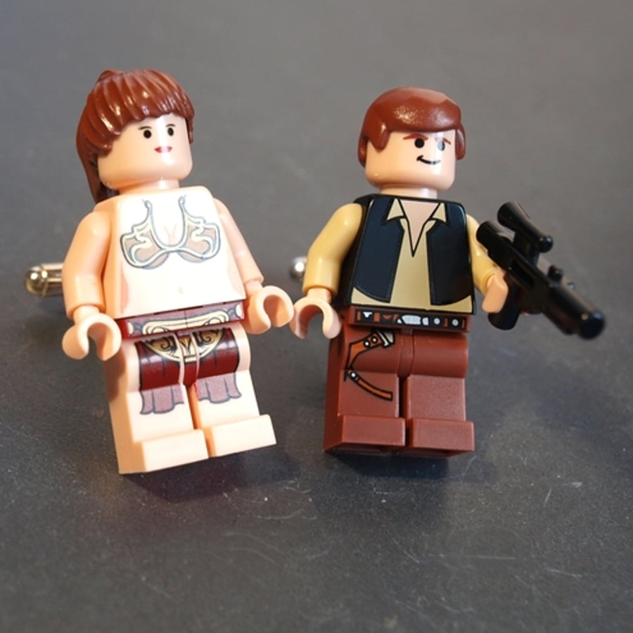 Star Wars LEGO® Cufflinks Han Solo & Princess Leia in the Gold Bikini