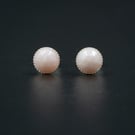 Pink opal sterling silver handmade 6mm stud gemstone earrings : Libra gift