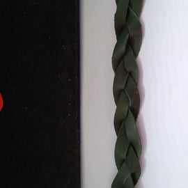 Green leather braided bracelet