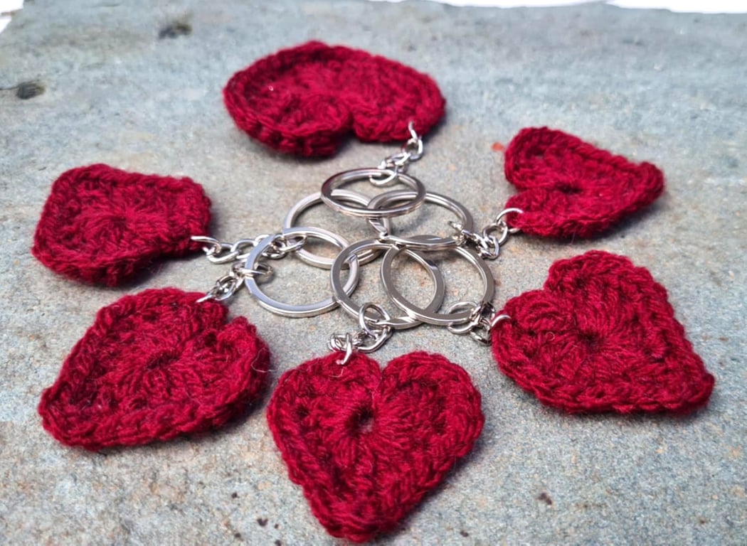 Crochet Heart Keyrings