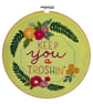 'Keep You A Troshin'' Hand Embroidered Floral Wall Art - 8 Inch - Image 2
