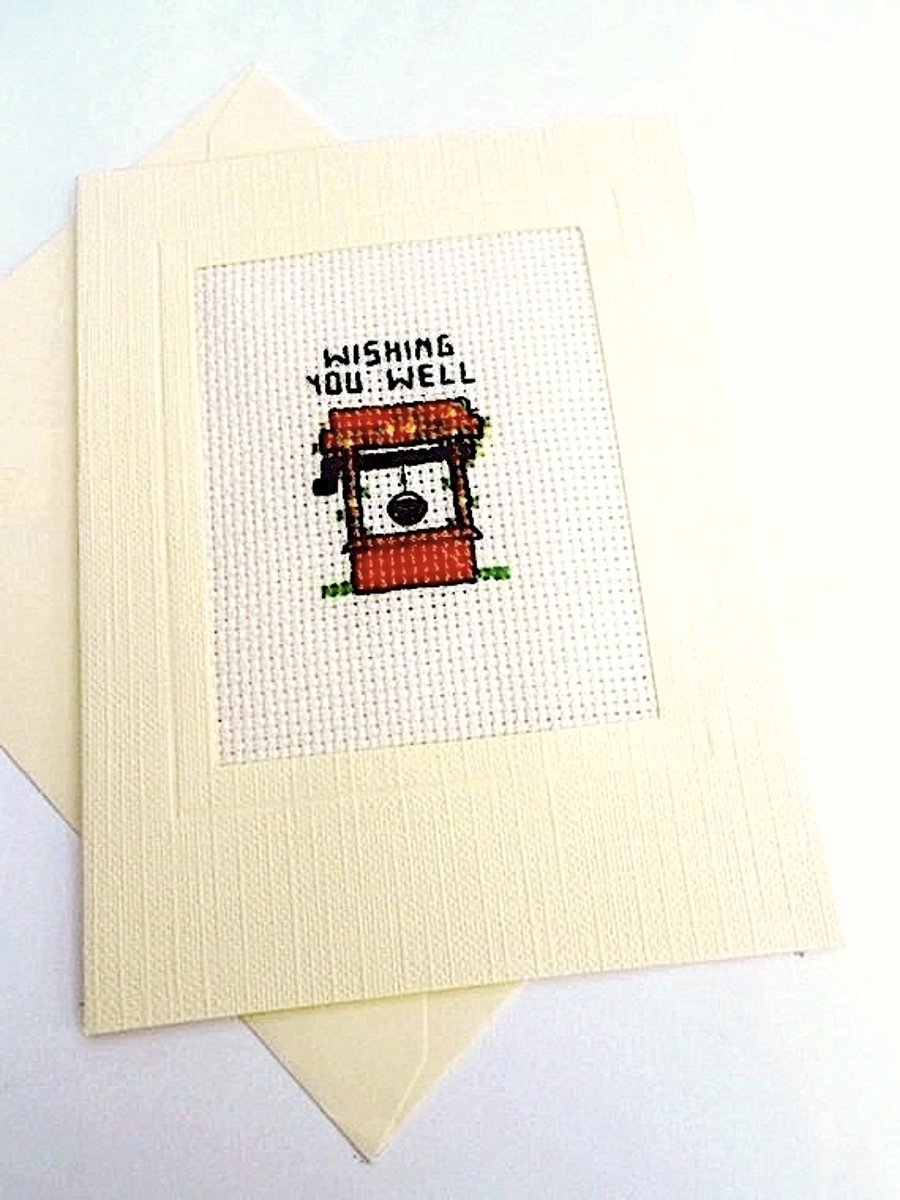 Get Well Cross Stitch In Recycled Card