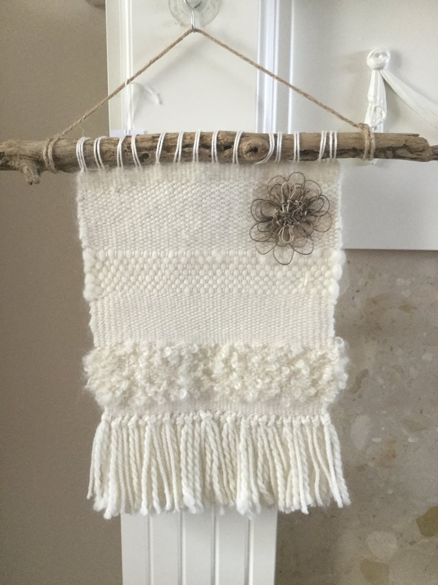 Woven Wall Hanging on Driftwood 