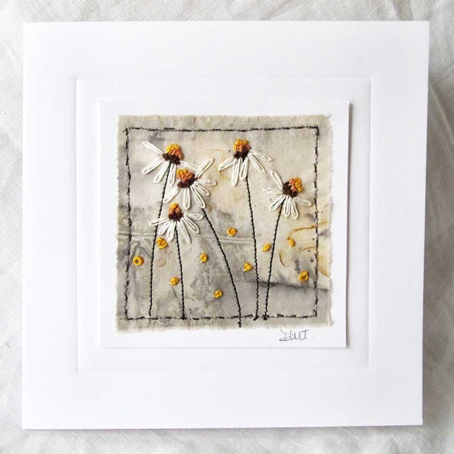 Embroidered Eco Printed Card 