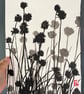 Garden Chives, ink shadow painting, original artwork, handmade paper