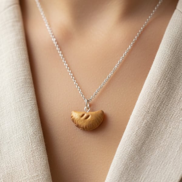 Cornish Pasty Necklace - Kawaii Miniature Food Polymer Clay Jewellery