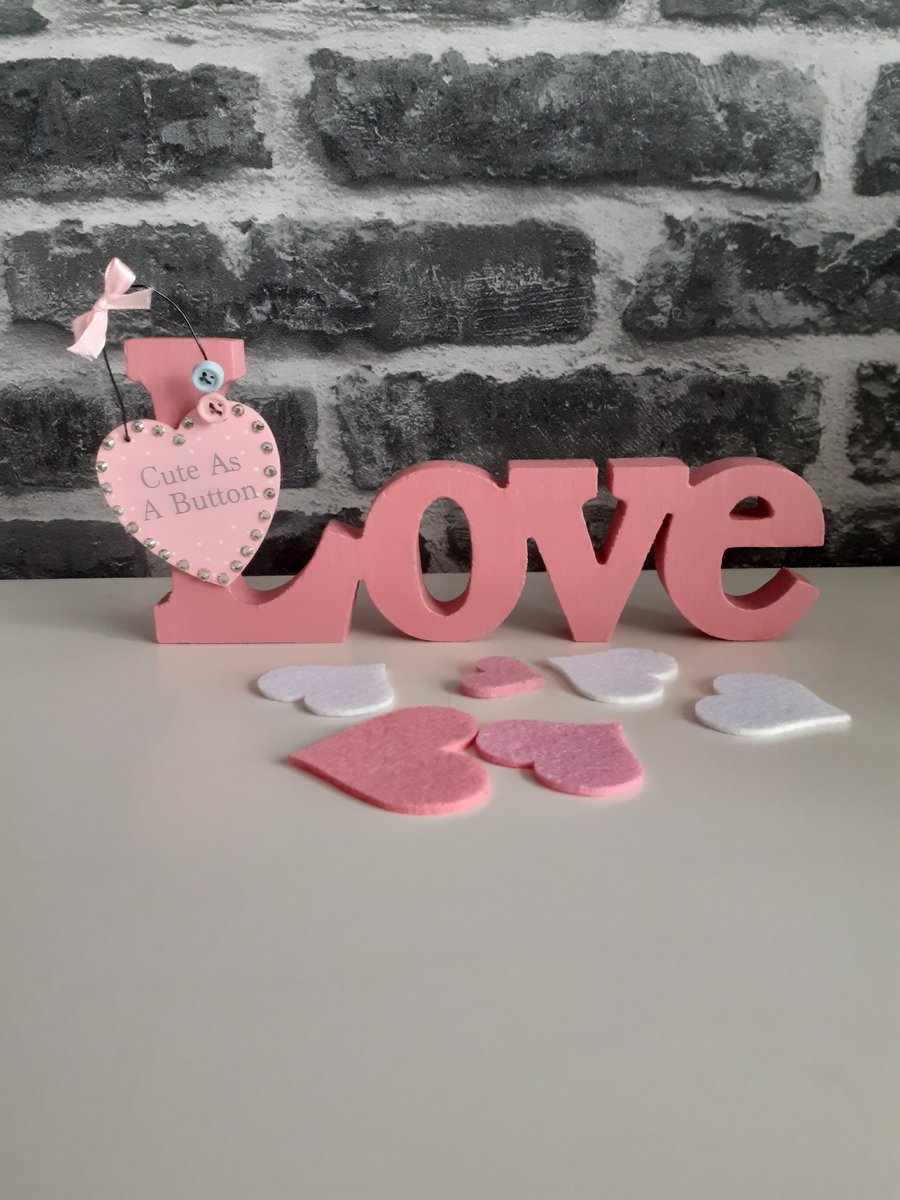  Pink nursery ornament, Love word ornament for nursery
