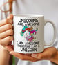 Funny Unicorn Mug  "Unicorns Are Awesome" Quote  Positive Gift for Friend 