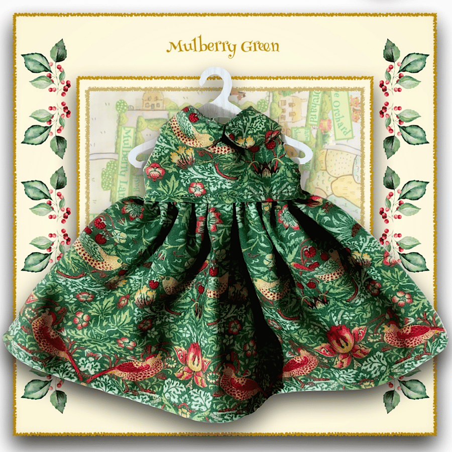 Reserved for Mel - Strawberry Thief Christmas Dress in Green