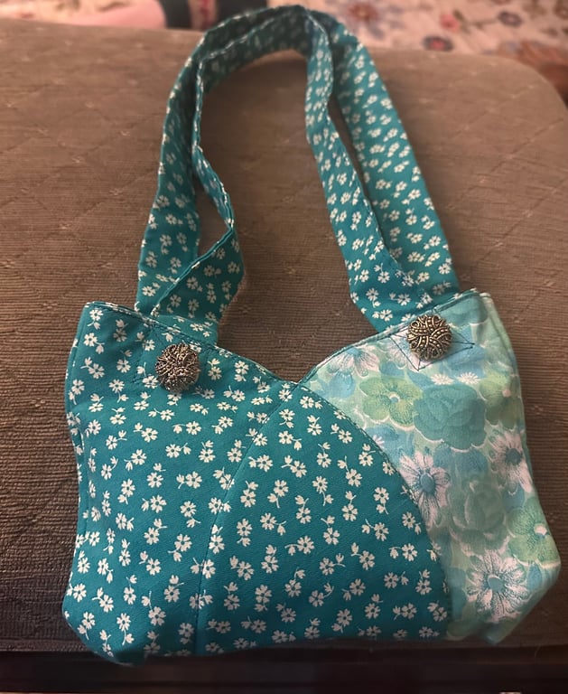 Small Teal Floral Underarm Handbag