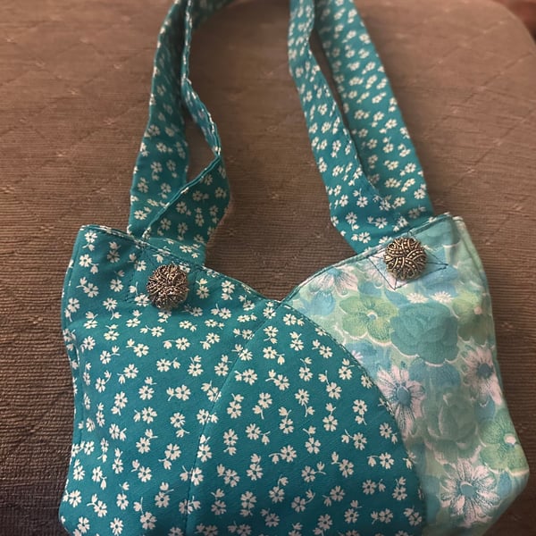 Small Teal Floral Underarm Handbag