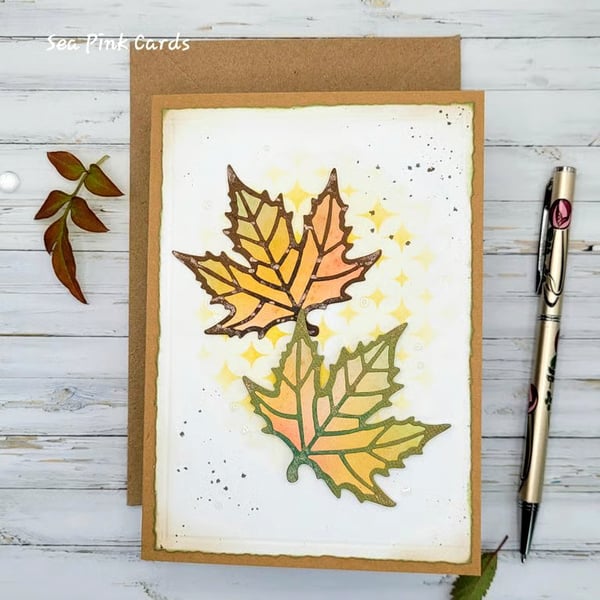 Leaves Blank Card - autumnal, autumn colours, blank all occasions
