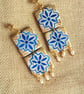 SOFIA - Portuguese Tile Rice Pearl Dangle Statement Earrings