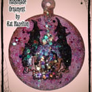 Witches brewing pretty tree ornament! Pink version by Kat Hazelton