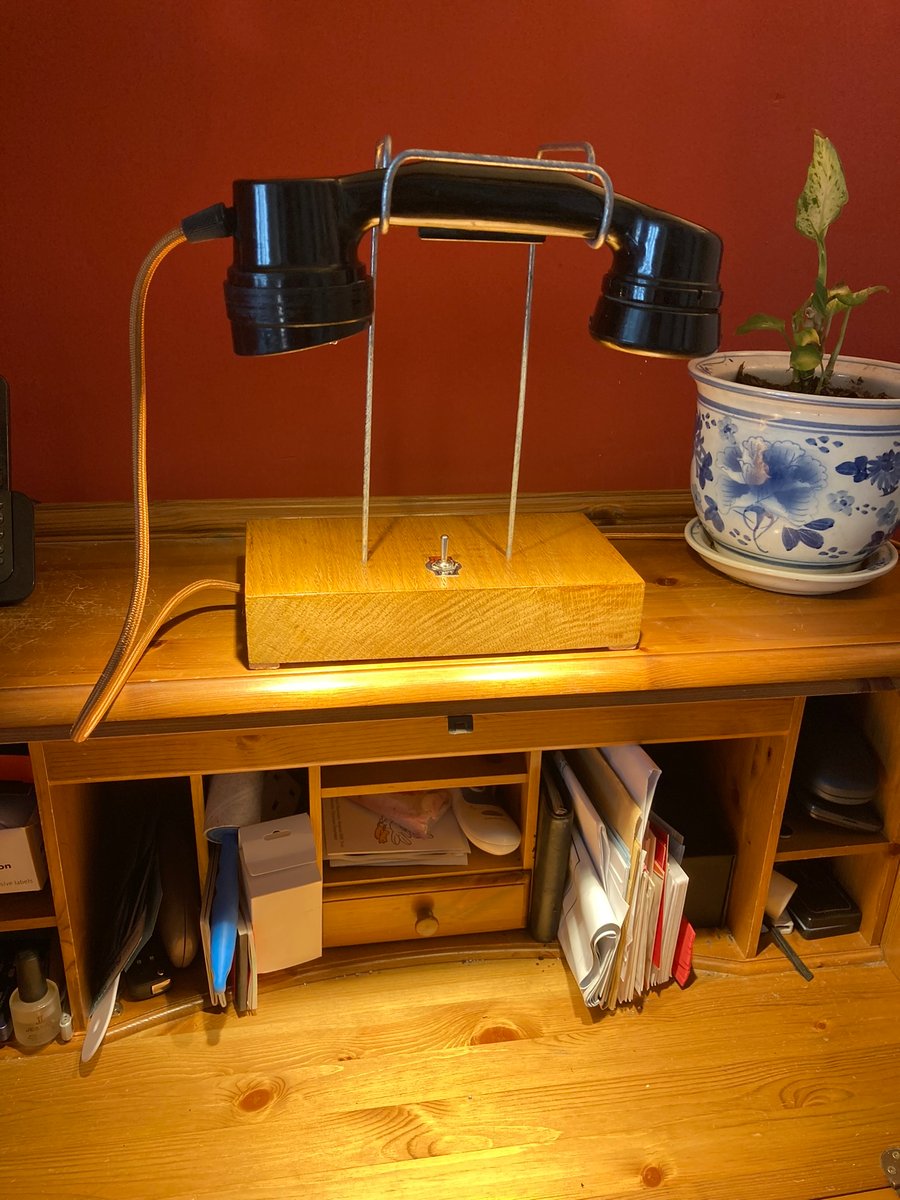 Banker’s Desk Lamp, Repurposed WW2 Army Field Telephone Bakelite Handset