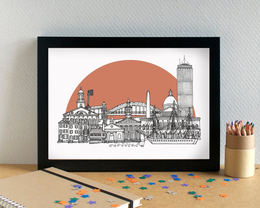 Boston Skyline Travel Art Print