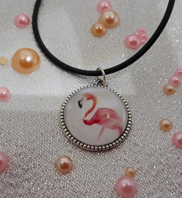 20mm flamingo pendant with cord necklace