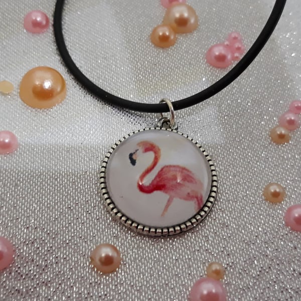 20mm flamingo pendant with cord necklace