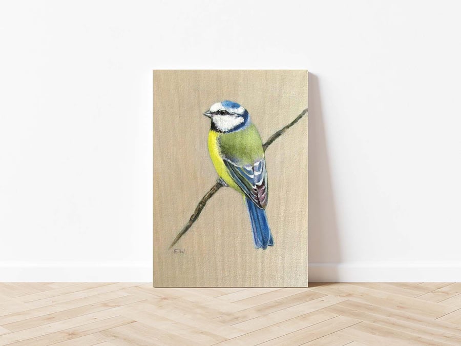 Original Blue Tit Bird Oil Painting