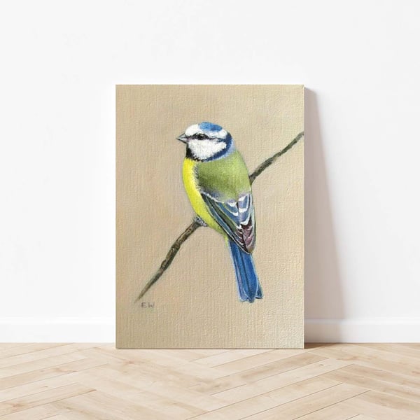 Original Blue Tit Bird Oil Painting