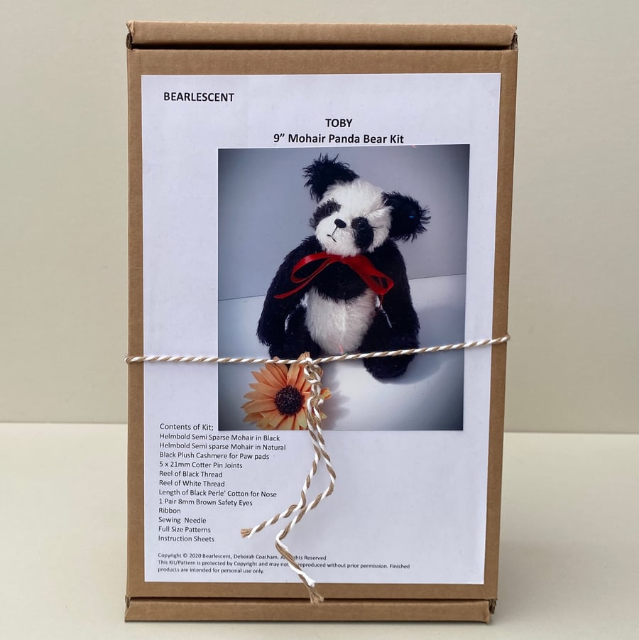 Panda teddy bear sewing kit, make your own mohair panda bear craft kit