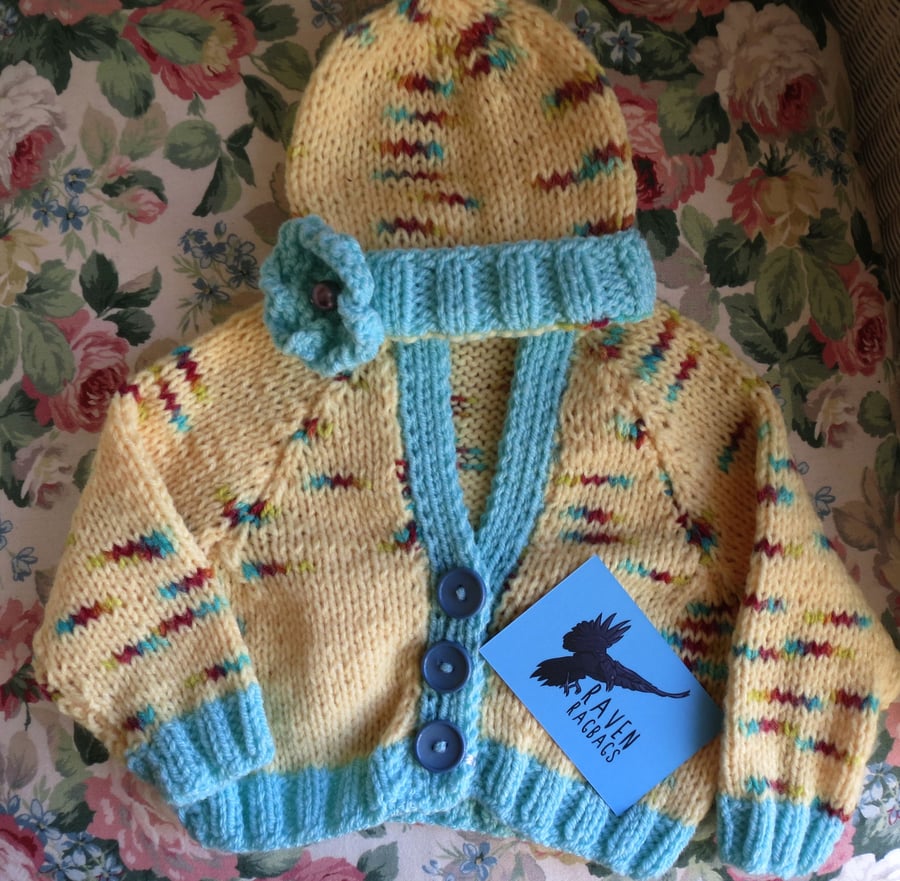 Sunny yellow cardigan and hat