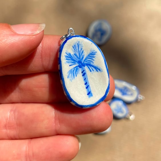 Handpainted Air Dry Clay Coconut Tree Pendant Charm