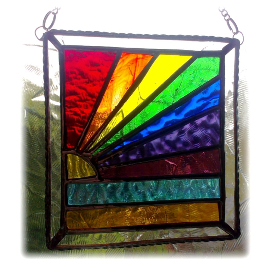 Reserved for Gill - Rainbow Beach Stained Glass Suncatcher Handmade 