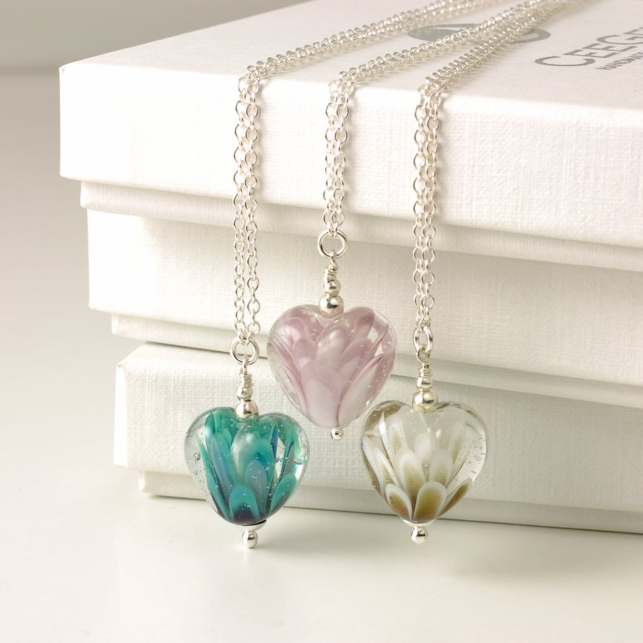 Little Lampwork Glass Heart Necklace